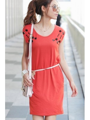 Q8862*Melon Sleeveless Dress With Belt
